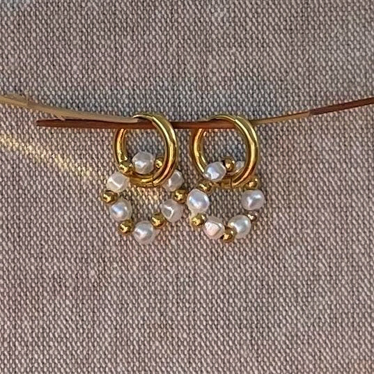 Unique Pearl Ring Hoops