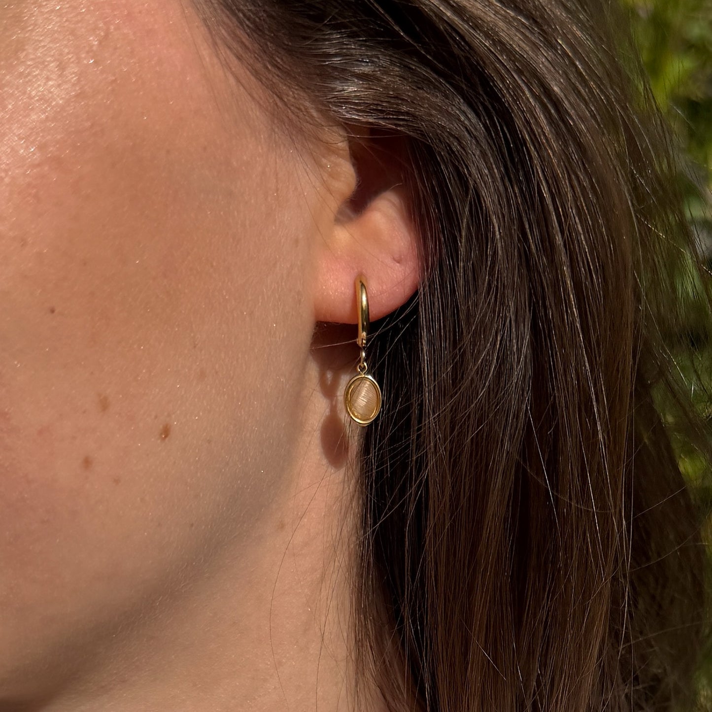 Peach Crystal Hoops