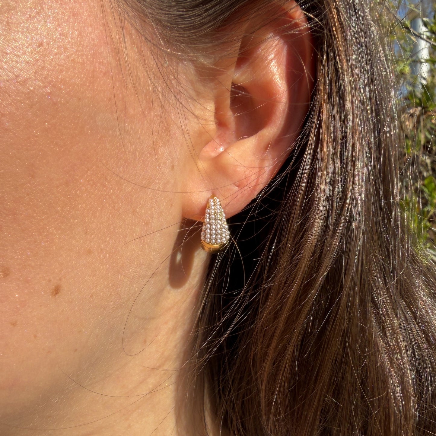 Pearly Drop Hoops