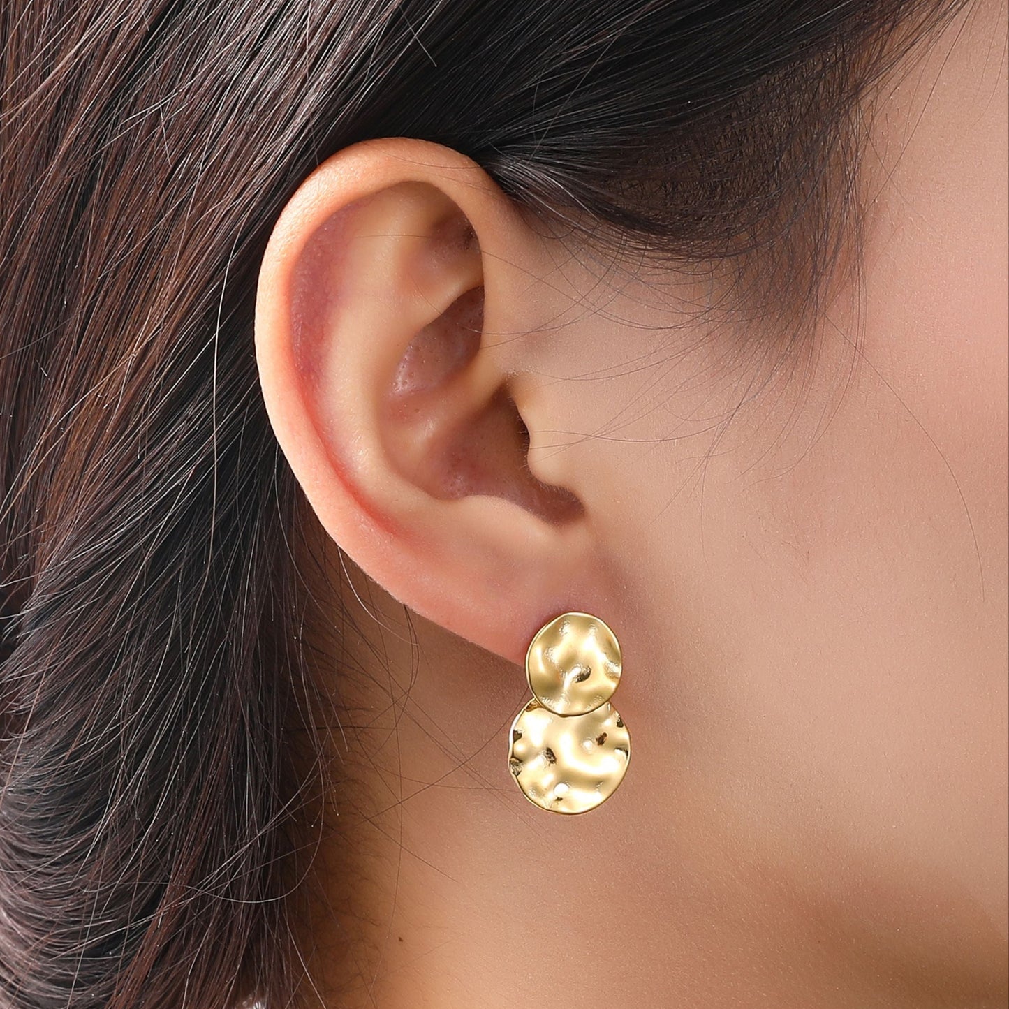 Hammered Gold Earring