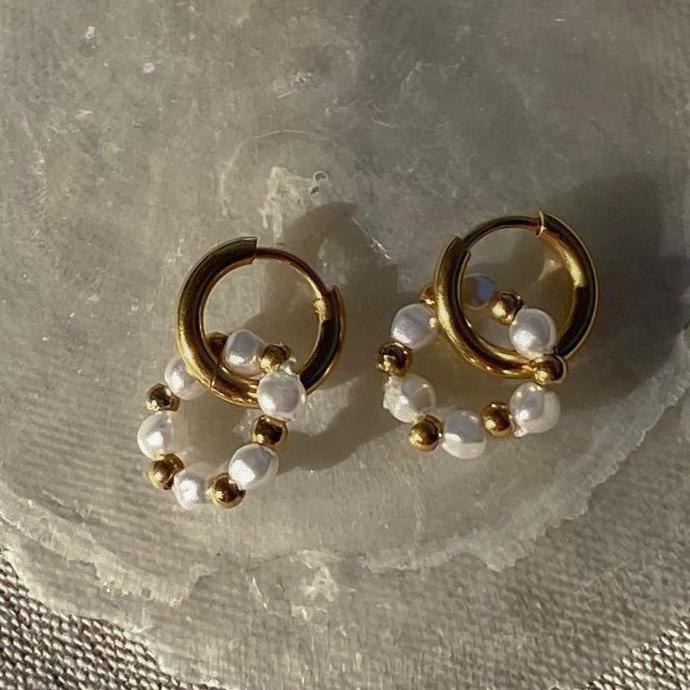 Unique Pearl Ring Hoops