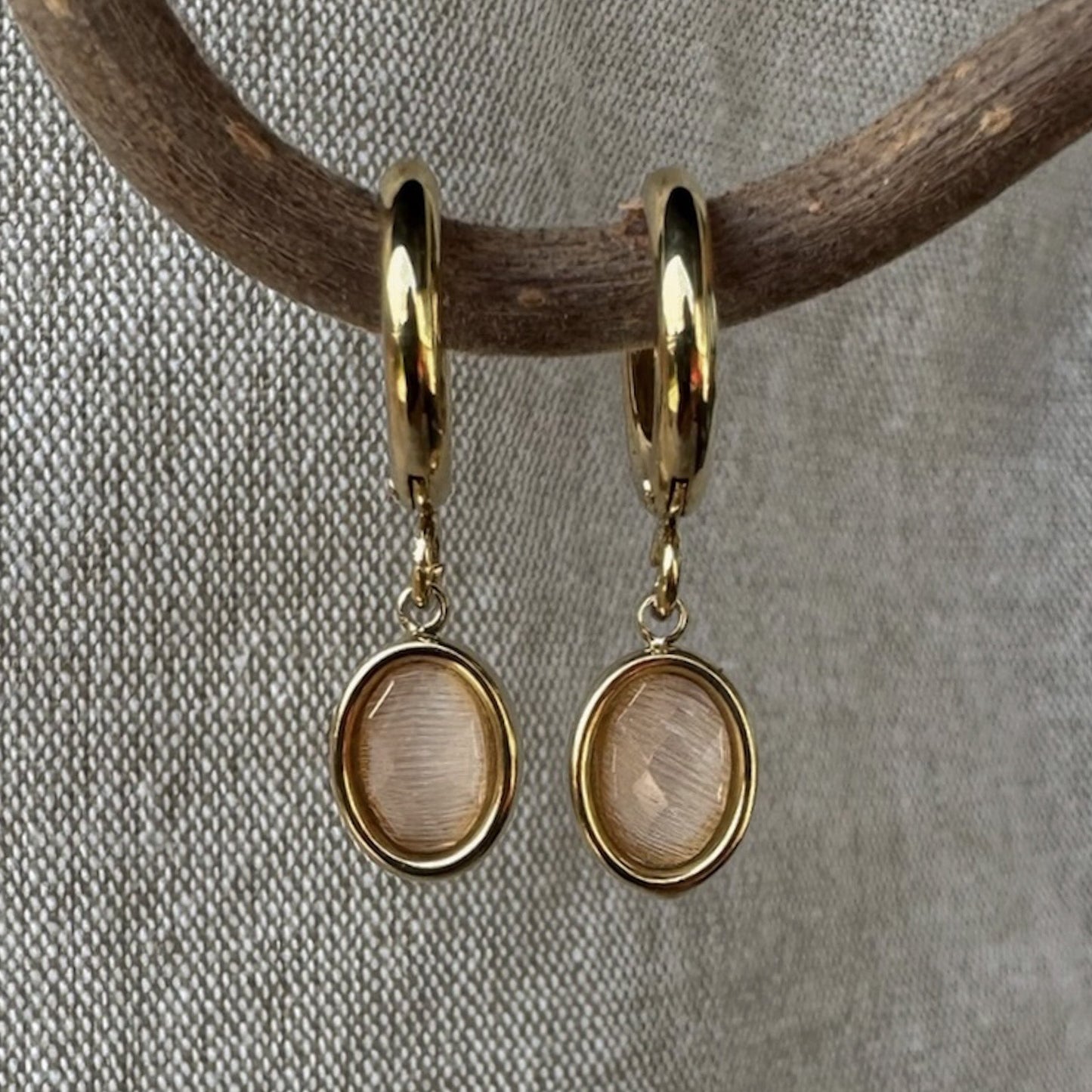Peach Crystal Hoops