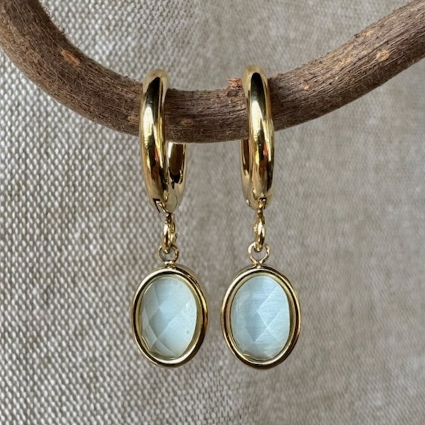 Blue Crystal Hoops