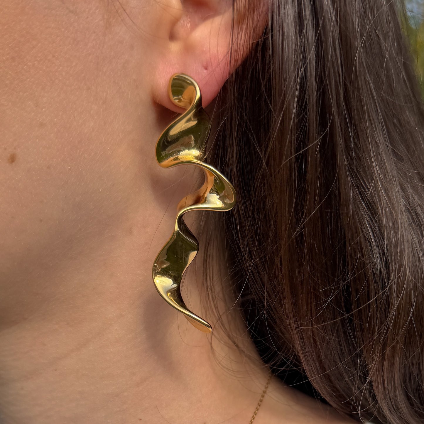 Golden Wave Earring