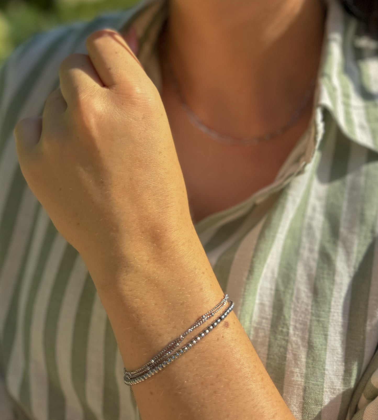 Steel Bracelet Silber getragen