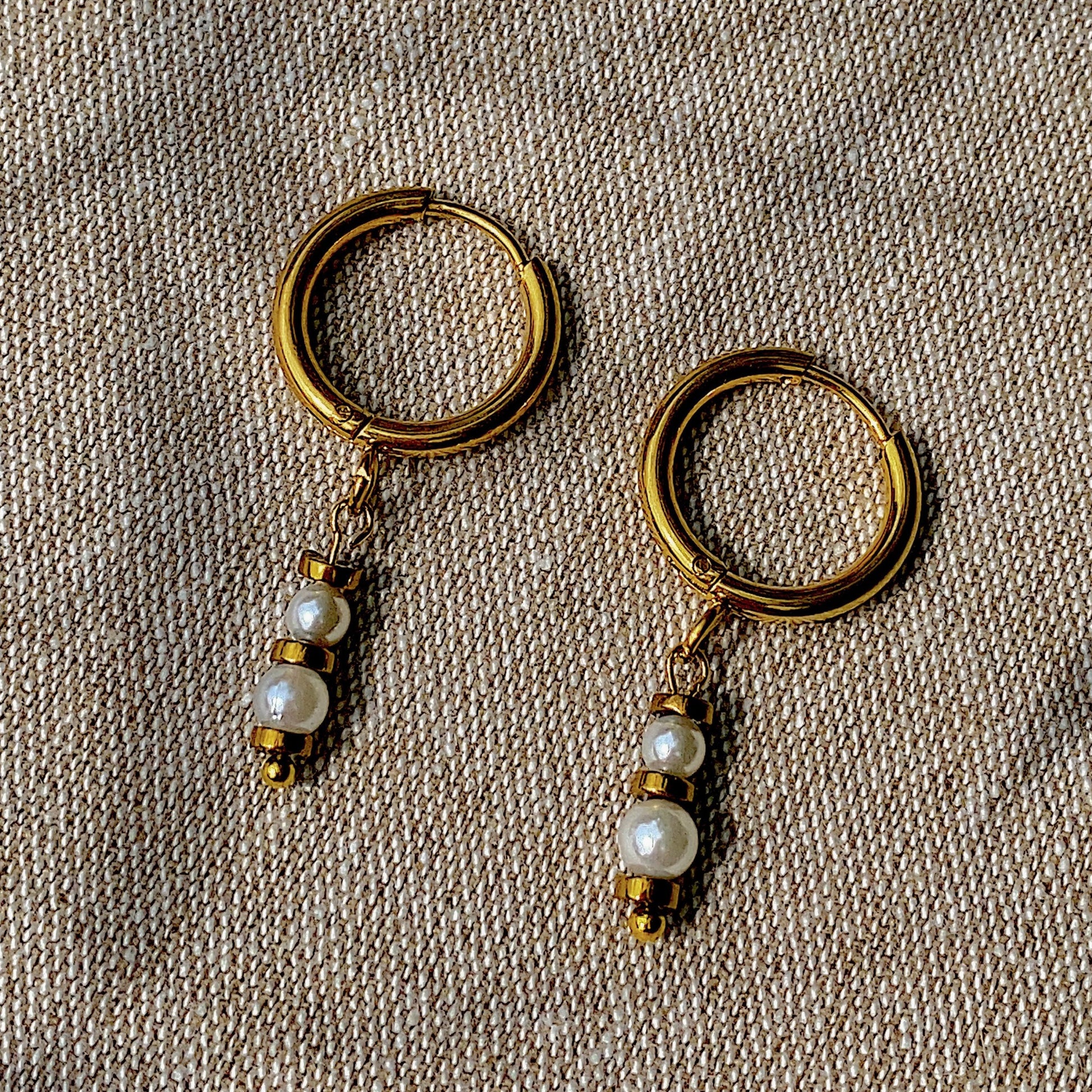 Unique Pearl Hoops