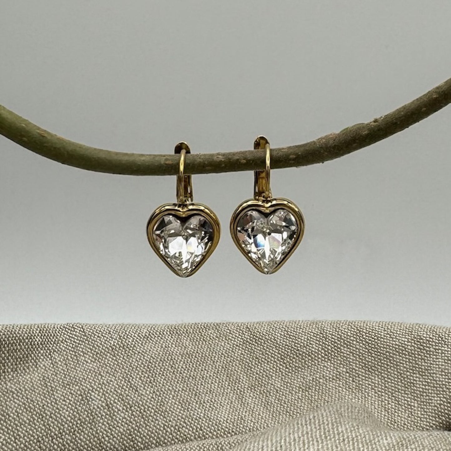 Crystal Heart Hoops