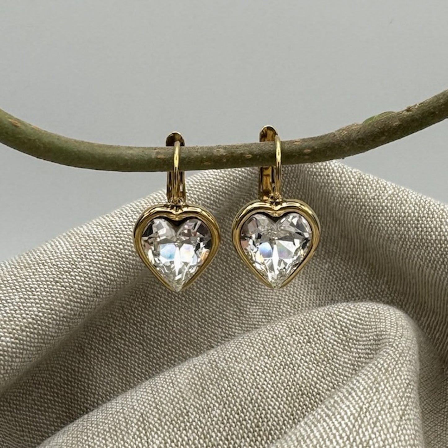 Crystal Heart Hoops